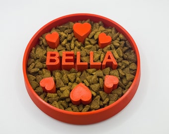 Custom Heart Slow Feeder dog bowl l Personalized Cat Dish Pets | Slow digestion | Fun Pup
