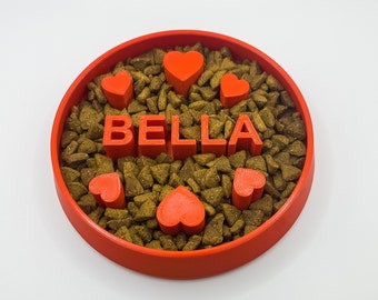 Custom Heart Slow Feeder dog bowl l Personalized Cat Dish Pets | Slow digestion | Fun Pup