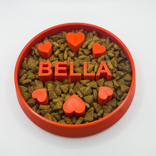 Custom Heart Slow Feeder dog bowl l Personalized Cat Dish Pets | Slow digestion | Fun Pup