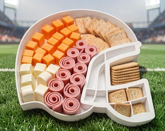 American Football Helmet Snack Plate – Game Day Serving Tray | 3D Printed Football Snack Bowl | Tailgate Party Decor | NFL Superbowl  Fans