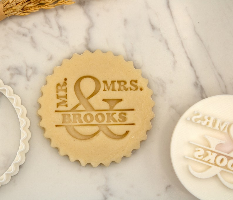 Custom Cookie Mr and Mrs Stamp Personalized Fondant Embosser Cookie Biscuit Stamp Fondant Cake Decorating Icing Cupcakes Stencil Wedding image 1