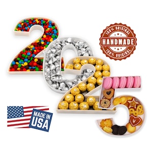 2025 Number Tray Kit (6″–13″) –  Charcuterie Display for Treats, Candy, Cake Pops – Reusable, Hand‑Wash Party Décor PLASTIC Number Tray