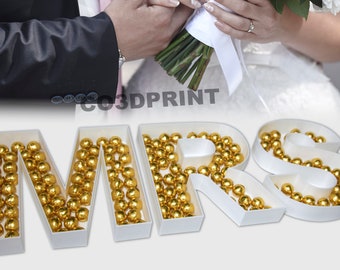 MRS Bridal Shower - White - Wedding Letter Box Form Tablett Display für Leckereien, Charcuterie, Cake Pop, Süßigkeiten, Schokolade etc
