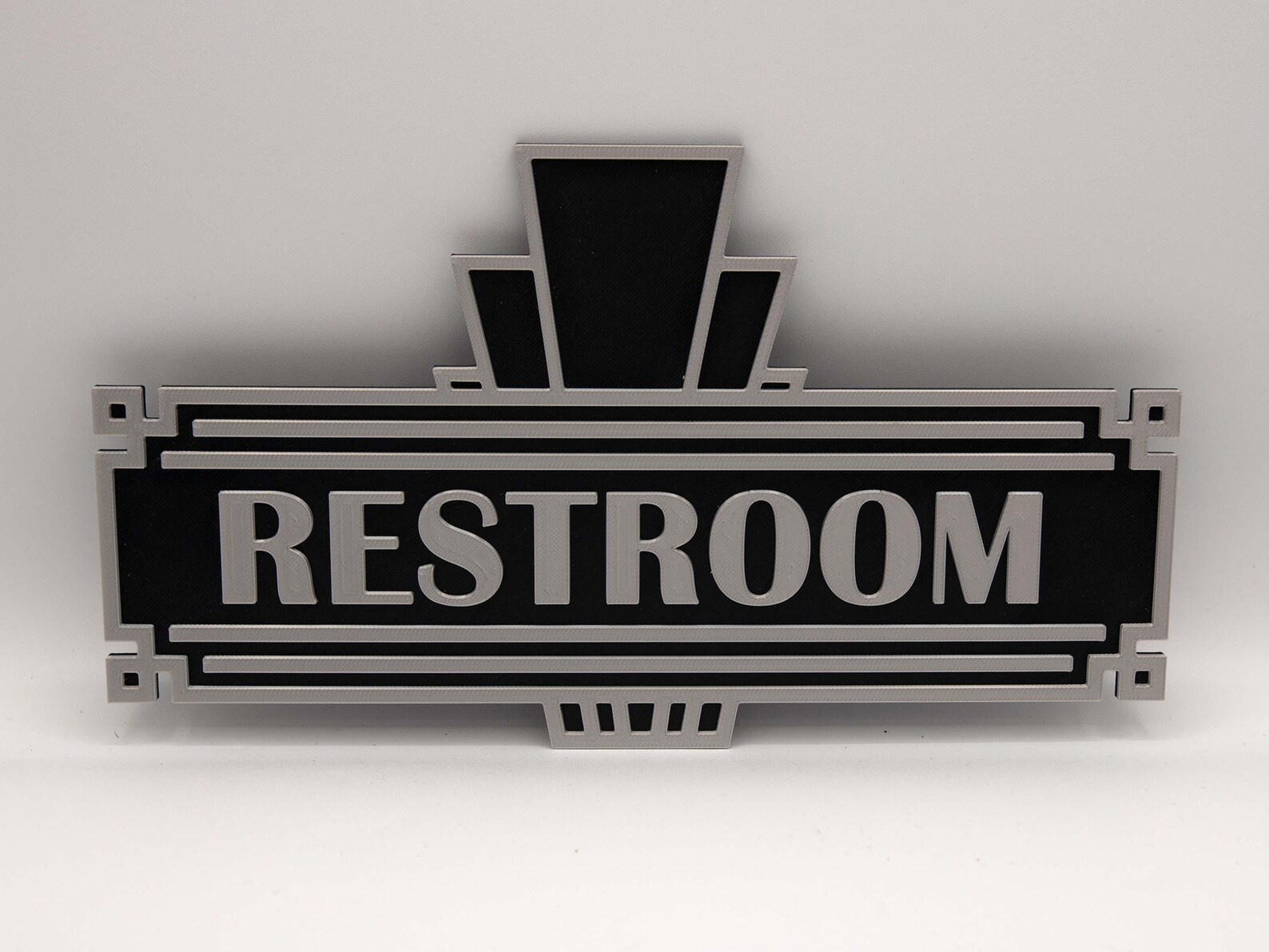 Art Deco RESTROOM Sign – Black and Gold – 3D Printed Wall Decor ...