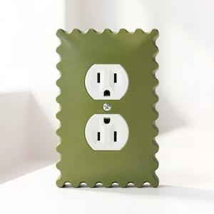 Pastel Scalloped Outlet Cover | 1-Gang Single Outlet Plate | Nursery Wall Decor | Kids Room & Playroom | Decorative Wall Plate