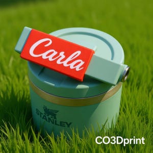 Personalized Stanley Tumbler Custom Handle Name Plate | 20oz & 30oz IceFlow Flip Straw | Handle Name Plate Snap-on  Tumbler Lovers