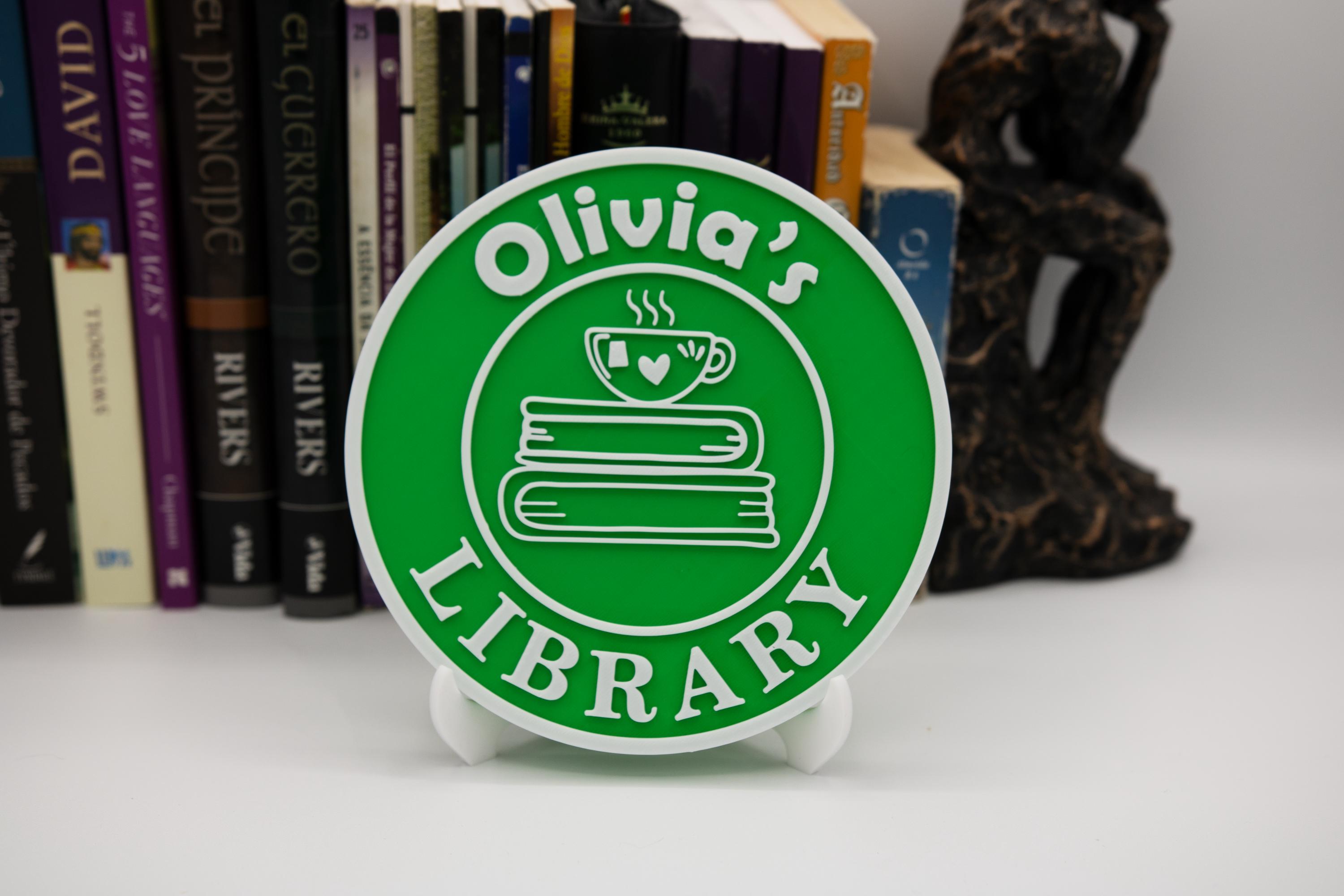 Popular Reading Collection Library Sign Personalized Library Sign - Book Nook Decor With Stand, Unique ...