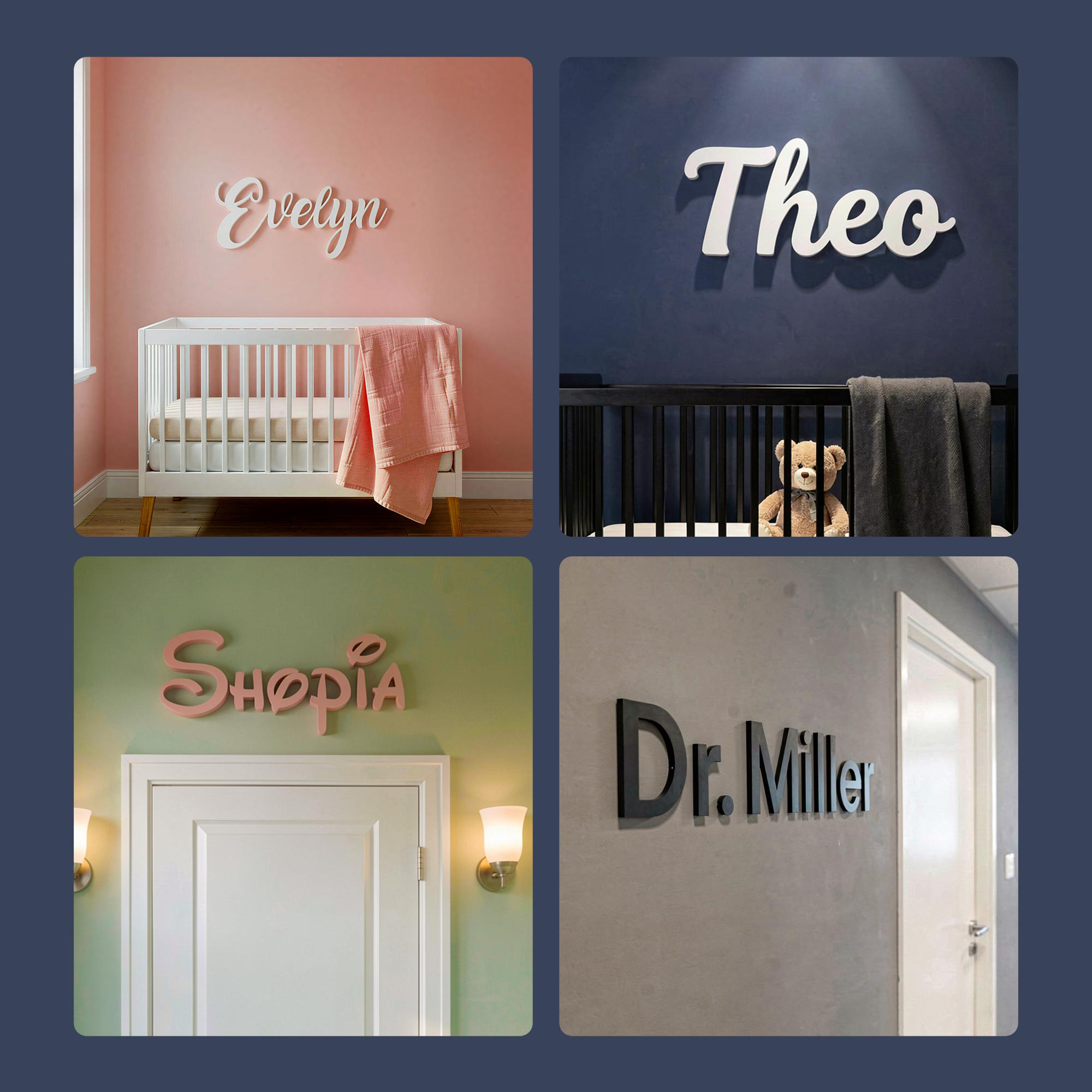 Custom 3D Name Sign, Personalized Nursery Wall Letters, Baby Name Wall