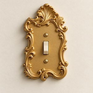 Rococo Shell Light Switch & Outlet Cover, Ornate Antique Style Wall Plate, Toggle Rocker Duplex
