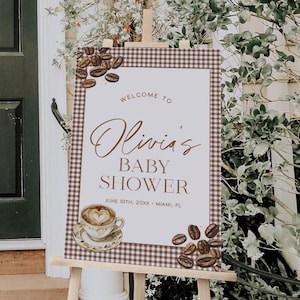 A Baby is Brewing Baby Shower Welcome Sign, Coffee Baby Shower Welcome Poster, Fall Welcome Sign, Gender Neutral Baby Shower Sign | COFFEE