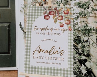 The Apple of Our Eye Baby Shower Welcome Sign, Apple Baby Shower Welcome Poster, Fall Baby Shower Sign | GALA