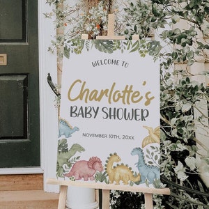 Dinosaur Baby Shower Welcome Sign, Dino Baby Shower Welcome Poster, It&#39;s a Boy Dinosaur Welcome Sign, Dinosaur Baby Shower Sign | DINO