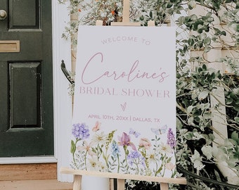 Wildflower Bridal Shower Welcome Sign Template, Butterfly Spring Bridal Shower Welcome Poster, Love in Bloom Welcome Sign Poster | MILA