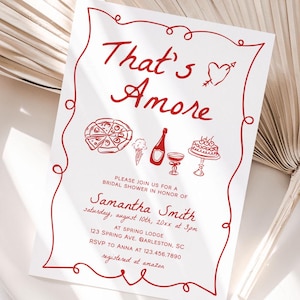 That&#39;s Amore Bridal Shower Invitation Template, Italian Bridal Shower Invite, Whimsical Hand Drawn Bridal Shower Invitation | ITALY