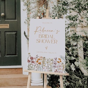 Wildflower Bridal Shower Welcome Sign Template, Boho Floral Bridal Shower Welcome Poster, Love in Bloom Welcome Sign Poster | JULIA