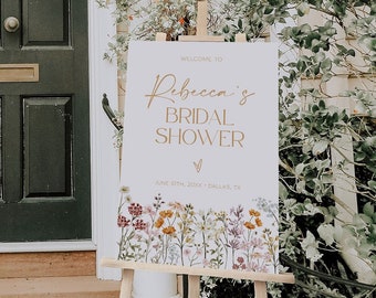 Wildflower Bridal Shower Welcome Sign Template, Boho Floral Bridal Shower Welcome Poster, Love in Bloom Welcome Sign Poster | JULIA