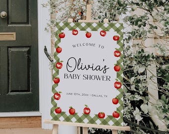 Apple Baby Shower Welcome Sign Template, Apple of Our Eye Baby Welcome Poster, Fall Baby Shower Sign, Apple Birthday Sign | APPLE
