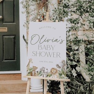 Safari Tiere Baby Shower Willkommensschild, Little Wild One Babyparty Willkommensschild, Wild One Dschungel-Babypartyschild | WILD