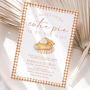Cutie Pie Baby Shower Invitation Template, Sweet Cutie Pie Baby Shower Invite, Fall Baby Shower Invitation, Picnic Baby Shower | PIE
