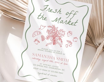 Fresh Off the Market Bridal Shower Invitation Template, Farmer's Market Bridal Shower Invite, Garden Market Bridal Invitation | MARKET