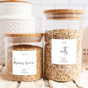 Pantry Labels Template, Editable Pantry Labels, Minimalist Pantry Jar Label Printable, Kitchen Organization, Custom Pantry Label | SARAH