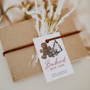 Baked With Love Tag Template, Holiday Cookie Gift Tag Printable, Christmas Cookie Exchange Tags, Cookie Favor Tags, Christmas Baking | MERRY
