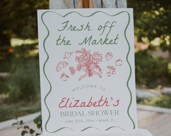 Fresh Off the Market Bridal Shower Welcome Sign Template, Farmer's Market Bridal Shower Welcome Poster, Garden Welcome Sign Poster | MARKET