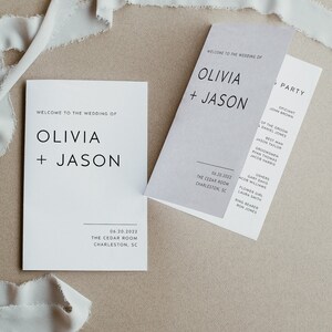 Folded Wedding Program Template, Minimalist Wedding Foldable Program, Order of Service, Modern Wedding Program Printable, DIY | CHARLI