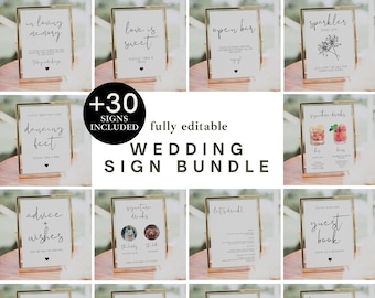 Paquete de letreros minimalistas para bodas, estilo moderno, descarga instantánea.