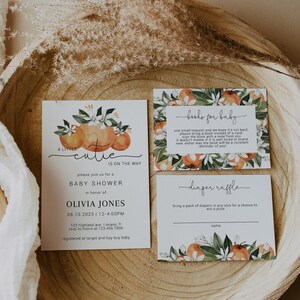 Orange Baby Shower Invitation Template Set, Citrus Baby Shower Invitation Suite, Cutie Baby Shower Invite, Garden Baby Shower | POPPY