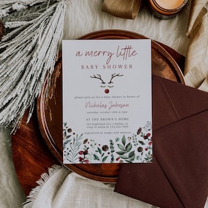 Christmas Baby Shower Invitation Template, Winter Baby Shower Invitation, Gender Neutral Baby Shower Invite, Holiday Baby Shower | NOEL