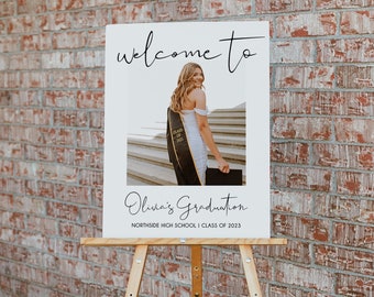 Graduation Welcome Sign Template, Editable Graduation Sign, Photo Graduation Poster, Graduate Decor, Senior, College Graduation Party |SARAH