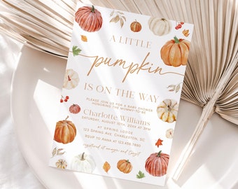 Little Pumpkin Baby Shower Invitation Template, Fall Baby Shower Invite, Autumn Baby Shower Invitation, Pumpkin Baby Shower | CORA