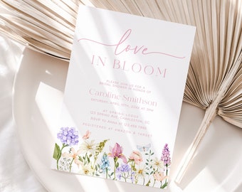 Wildflower Bridal Shower Invitation, Butterfly Spring Theme (Digital Download) | MILA