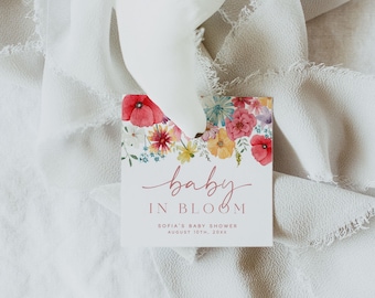 Baby in Bloom Baby Shower Favor Tag Template, Girl Baby Shower Favor Tag, Spring Flowers Baby Shower Thank You Tag, Gift Tag | SOFIA