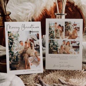 Foto Weihnachtskarte Vorlage, Boho Weihnachtskarte, Frohe Weihnachten Fotokarte, Minimalistische Weihnachtskarte, Foto Weihnachtskarte | CHLOE