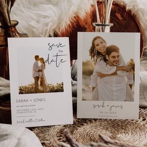 Foto Save the Date Vorlage, Minimalistische Save the Date Printable, Hochzeit Save the Date Karten, Postkarte Save the Date | SARAH