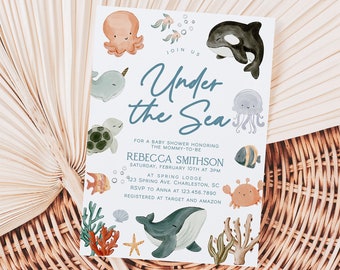 Under the Sea-babyshoweruitnodiging, zeedieren uitnodigen | OCEAAN