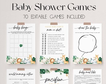 Safari Baby Shower Games Bundle, Wild One Theme (Digital Download) | SAFARI
