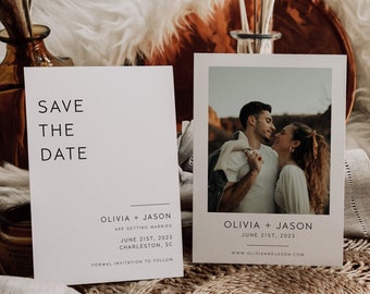 Photo Save the Date Template, Minimalist Save the Date Printable, Editable Save our Date, Wedding Invitation, Save the Date Cards | CHARLI
