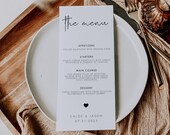 Minimalist Wedding Menu Template, Modern Script Wedding Dinner Menu Printable, Reception Dinner Menu, Shower Menu, Digital Download | CHLOE
