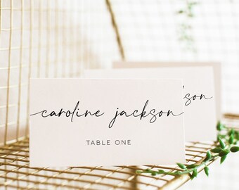 Minimalist Wedding Place Card Template, Modern Calligraphy (Digital Download) | LAURA