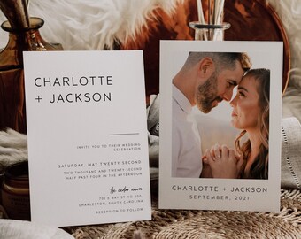 Minimalist Wedding Invitation, Modern Wedding Invite, Editable Template, Simple Wedding Invitation Template, Instant Download | CHARLI