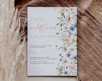 Wildflower Baby Shower Invitation Template, Spring Floral Baby Shower Invitation, Garden Flowers Baby Shower Invite, Boho Shower | BLAIR