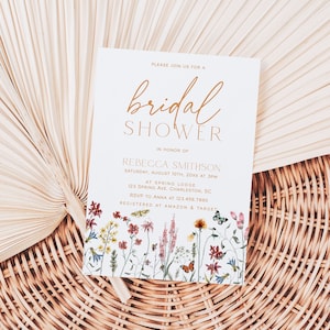 Wildflower Bridal Shower Invitation Template, Love in Bloom Bridal Shower Invite, Butterfly Bridal Shower Invite, Boho Floral Shower |SOPHIE