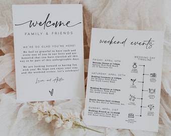 Wedding Welcome Bag & Itinerary Template, Wedding Order of Events, Wedding Weekend Timeline, Wedding Itinerary, Wedding Schedule | LAURA