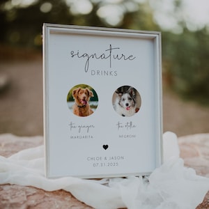 Dog Signature Drink Sign Template, Pet Signature Cocktail Sign, Minimalist Wedding Bar Menu, Dog Signature Cocktail Sign Editable | CHLOE