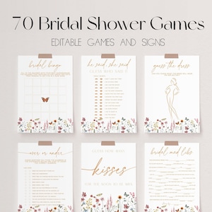 Wildflower Bridal Shower Games Bundle, Love in Bloom Bridal Shower Games, Boho Wedding Shower Games, Editable Bridal Party Games | SOPHIE