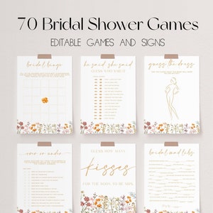 Wildflower Bridal Shower Games Bundle, Love in Bloom Bridal Shower Games, Boho Wedding Shower Games, Editable Bridal Party Games | JULIA