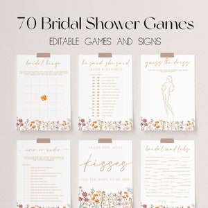 Wildflower Bridal Shower Games Bundle, Love in Bloom Bridal Shower Games, Boho Wedding Shower Games, Editable Bridal Party Games | JULIA